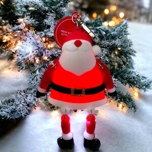 New BATH & BODY WORKS Light-Up Dangle Legs Santa Keychain Pocket *Bac Holder